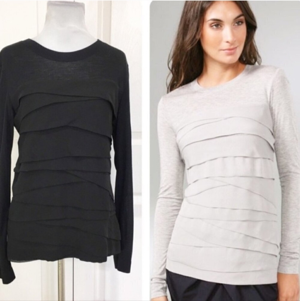 Diane Von Furstenberg Black “Bandot” Long SleeveTop Size P/S MSRP $250